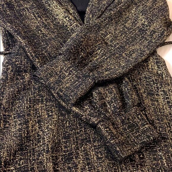 Reformation Wyler Wrap Dress Black Gold Metallic - Picture 9 of 13